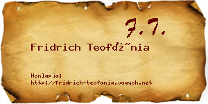 Fridrich Teofánia névjegykártya